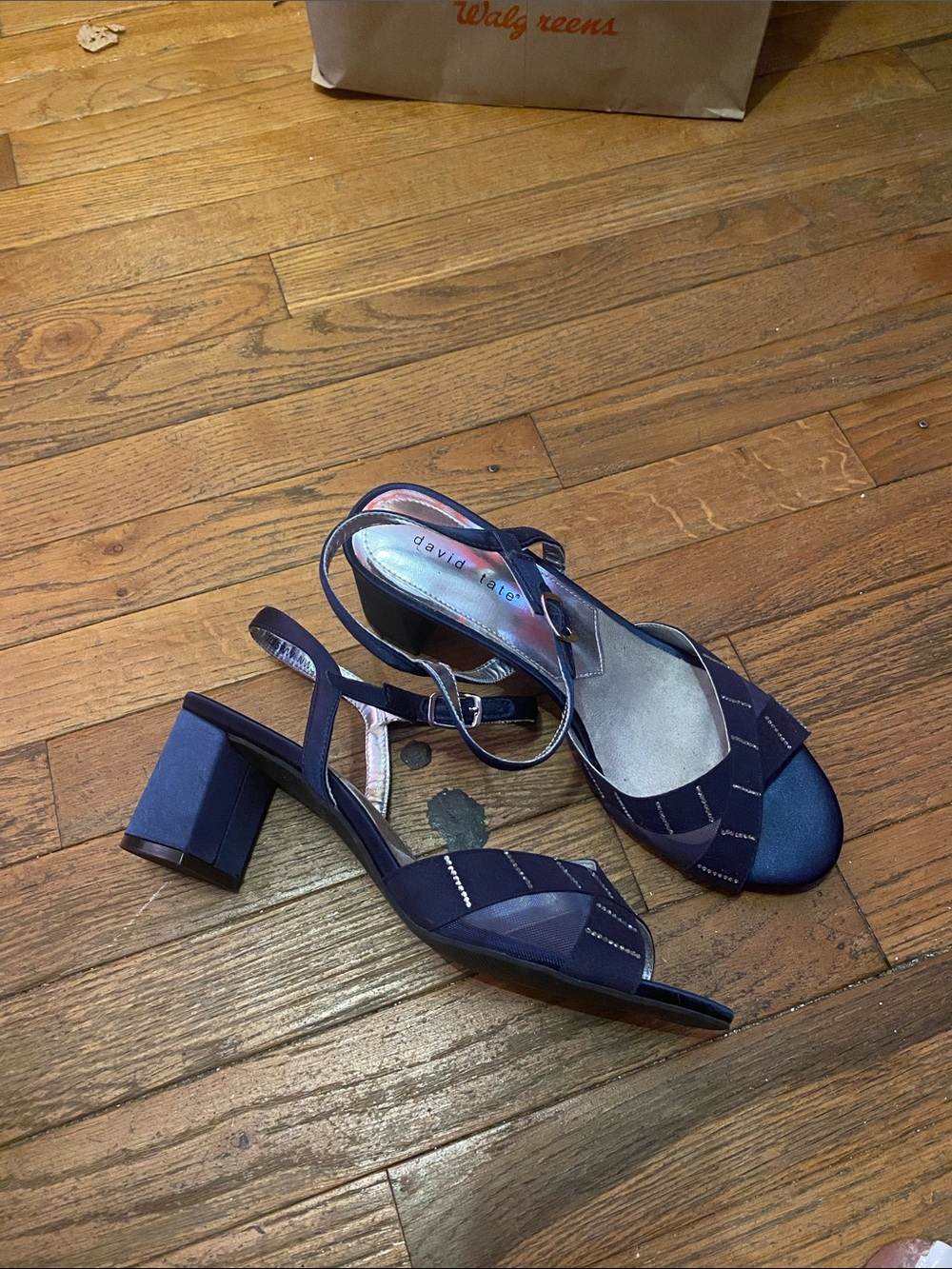 David Tate Navy Crisscross Slingback Sandals - Picture 2 of 4